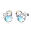 wholesale 925 Sterling Silver Monkey Opal Stud Hoop Earrings for Girls and Women-0-0
