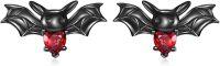 wholesale 925 Sterling Silver Black Bat Heart Stud Earrings for Women Girls Gothic Halloween-Bat