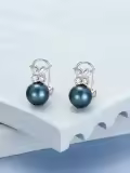 TOUPOP Sterling Silver Black Freshwater Pearl Butterfly Earrings-0-1