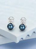 TOUPOP Sterling Silver Black Freshwater Pearl Butterfly Earrings-0-1