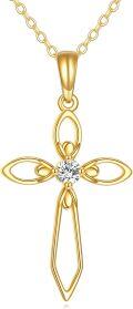 wholesale 14K Gold Diamond Cross Pendant Necklace Religious s for Men & Women-0-0