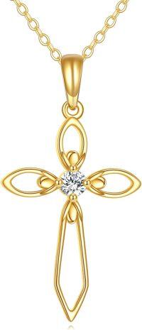 wholesale 14K Gold Diamond Cross Pendant Necklace Religious s for Men & Women-Moissanite