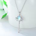 wholesale 925 Sterling Silver Lotus Flower Moonstone & Topaz Key Pendant Necklaces for Women Gifts-0-2