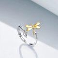wholesale TOUPOP 925 Sterling Silver Rings For Women Bee Hummingbird Butterfly Ladybug Dragonfly Owl Open Rings For Teens Birthday -0-1