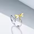 TOUPOP Sterling Silver Gemstone Bee Hummingbird Butterfly Ladybug Dragonfly Owl Open Rings-0-1