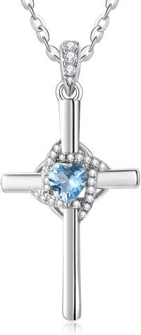 wholesale 925 Sterling Silver White Gold Plated Infinity Cross Birthstone Pendant Jewelry for Women-12-Dece Birthstone