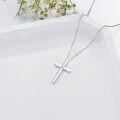 wholesale Sterling Silver Natural Diamond Heart Infinity Sideways Cross Necklace for Women-0-9