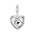 wholesale 925 Sterling Silver Heart Charm With Paw Print Design For Bracelets Or Necklaces Elegant Pet Lovers Jewelry Accessory-0-0