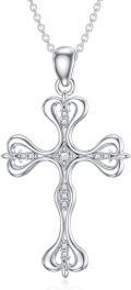 wholesale 925 Sterling Silver Lab-Grown Cubic Zirconia Cross Pendant Necklace D-VVS Quality for Women-0-0