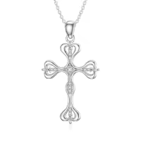 wholesale 925 Sterling Silver Lab-Grown Cubic Zirconia Swirl Cross Pendant Necklaces Wholesale D-VVS for Women-Style 3