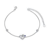 wholesale 925 Sterling Silver Birthstone Stethoscope Bracelet for Women Nurse Doctor Gift-Simulated Sapphire