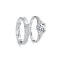TOUPOP 10K 14K 18K Gold Moissanite Engraved Couple Wedding Band Ring Set-0-1