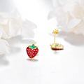 wholesale 925 Sterling Silver Red Enamel Strawberry Stud Earrings - Cute Fruity s for Women-0-3