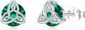 wholesale 925 Sterling Silver Celtic Knot Stud Earrings with Pink Birthstone for Women-0-6