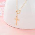 wholesale 14K Gold Small Heart Cross Pendant Necklaces for Women - Valentine's Day Gifts-0-3