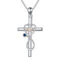 TOUPOP Sterling Silver Birthstone Stethoscope Cross Necklace for Nurse-0-0