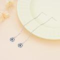 wholesale 925 Sterling Silver Sports Themed Long Threader Earrings with Football Design - Gift Idea for Women-0-1