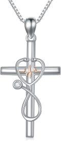 wholesale TOUPOP Nurse Necklace Sterling Silver Stethoscope Cross Necklace Heartbeat Pendant Women Medicine Pendant Jewelry Nurse Doctor Graduation For Women -0-0