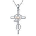 TOUPOP Sterling Silver Stethoscope Cross Heartbeat Pendant Nurse Jewelry-0-0