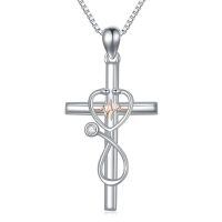 TOUPOP Sterling Silver Stethoscope Cross Heartbeat Pendant Nurse Jewelry-undefined