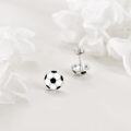 wholesale 925 Sterling Silver Black & White Soccer Ball Stud Earrings - Sports Gift for Him or Her-0-1