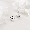 wholesale 925 Sterling Silver Soccer Ball Stud Earrings Black White Enamel Football Jewelry-0-1