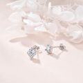 wholesale  Sterling Silver Cubic Zirconia Crystal Birthstone Stud Earrings - April Square 7.8mm-0-3