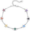 wholesale 925 Sterling Silver Rainbow Star Chakra Stones Yoga Bracelet for Women Wife Girlfriend-0-0