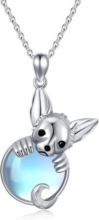wholesale 925 Sterling Silver Moonstone Fox Pendant Necklace for Women - Memorial s-Chihuahua
