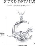 wholesale 925 Sterling Silver Origami Moon Dinosaur Pendant Necklace for Women - Unique T-Rex Charm -0-5