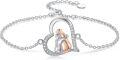 wholesale 925 Sterling Silver Heart-Shaped Cat and Dog Charm Bracelet with Cubic Zirconia Stones for Women-0-0