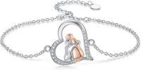 wholesale 925 Sterling Silver Heart-Shaped Cat and Dog Charm Bracelet with Cubic Zirconia Stones for Women-Dog