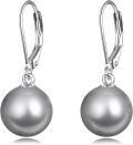 wholesale 925 Sterling Silver Grey Freshwater Cultured Pearl Leverback Dangle Drop Earrings for Women-0-1