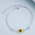 wholesale 925 Sterling Silver Heart & Sunflower Charm Bracelet for Women-0-3