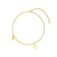 wholesale 14k Gold Cross Bracelet Wholesale With Personalized Heart Charm-Heart Cross-\"You\"