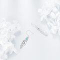 wholesale 925 Sterling Silver Feather Turquoise Drop Earrings for Women Girls -0-1