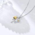 wholesale 925 Sterling Silver Heart-Shaped Honeybee and Daisy Pendant Necklace for Women & Girls-0-3