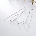wholesale 925 Sterling Silver Threader Earrings with Pearl Drops and Chain Charms for Women-0-2