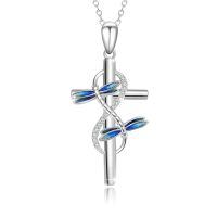 wholesale 925 Sterling Silver Dragonfly Cross Necklace for Women – Infinity Faith Pendant with Sunflower Butterfly & Ladybug – Nature Jewelry Mother’s Day Gift-dragonfly