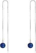 wholesale Sterling Silver Nature Stone Ball Threader Drop Earrings-0-0
