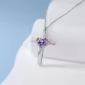 TOUPOP Sterling Silver Birthstone Cross Urn Necklace For Ashes Memorial Keepsake-0-2