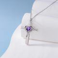 TOUPOP Sterling Silver Birthstone Cross Urn Necklace For Ashes Memorial Keepsake-0-2