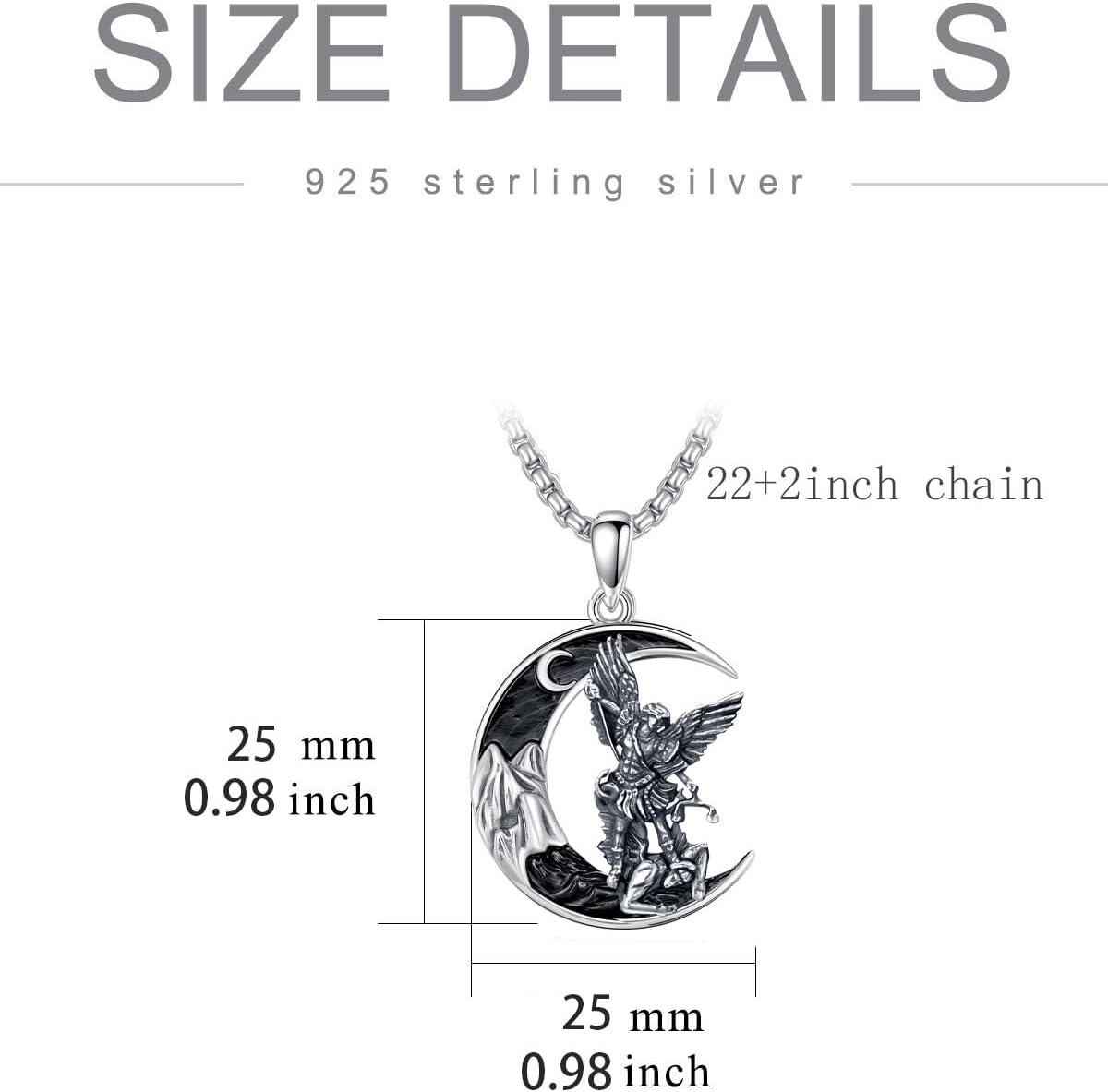  Sterling Silver Black Moon Mountain Pendant Goth Jewelry for Men Women -0-2