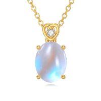 wholesale 14k Gold Amethyst Pendant Necklace-created moonstone
