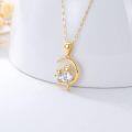 wholesale 14K Gold CZ Cat and Moon Charm Necklace for Women s-0-2