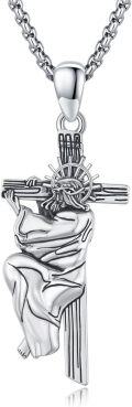wholesale 925 Sterling Silver Jesus Christ Crucifix Pendant Necklace with Chain for Men & Women - Religious Christian -0-0
