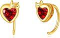 wholesale 14K Gold Heart-Shaped Red Crystal Cat Lover's Leverback Studs for Women-0-0