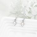 wholesale 925 Sterling Silver White Freshwater Cultured Pearl Flower Shape Drop Dangle Leverback Earrings for Women-0-2