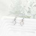 wholesale 925 Sterling Silver Platinum Plated Tulip Flower Shell Pearl Drop Earrings-0-2