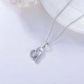 wholesale 925 Sterling Silver Double Heart Pendant with Cubic Zirconia Necklaces for Women s 45cm Chain Length-0-3